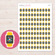 Yellow Band Smartwatch Planner Stickers | I-9334 — 5 × 7 inch sheet and enlarged sticker detail