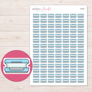 Blue Tanning Bed Planner Stickers | I-9343 — 5 × 7 inch sheet and enlarged sticker detail