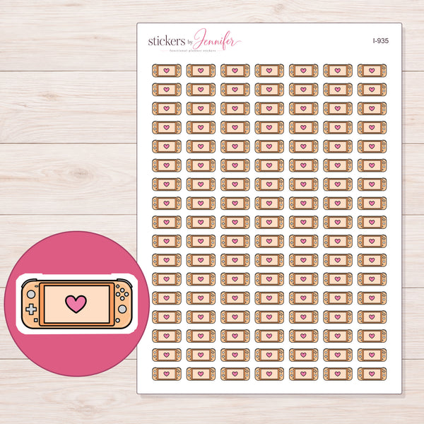 Apricot Heart Game Console Planner Stickers | I-935 — enlarged contour-cut detail