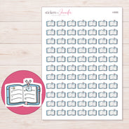 Open Planner with Ribbon Clip Planner Stickers | I-9355 — 5 × 7 inch sheet and enlarged sticker detail