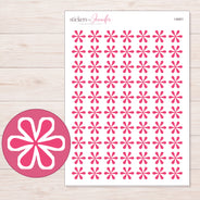 Pink Asterisk Planner Stickers | I-9401 — 5 × 7 inch sheet and enlarged sticker detail