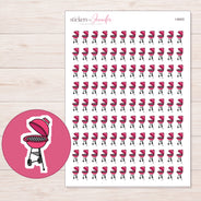 Pink Barbecue Grill Planner Stickers | I-9403 — 5 × 7 inch sheet and enlarged sticker detail