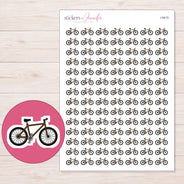Brown Bicycle Planner Stickers | I-9415 — 5 × 7 inch sheet and enlarged sticker detail