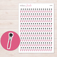 Pink Makeup Brush Planner Stickers | I-9429 — 5 × 7 inch sheet and enlarged sticker detail