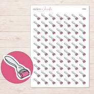 Pink Skin Roller Planner Stickers | I-9464 — 5 × 7 inch sheet and enlarged sticker detail