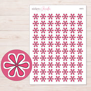 Pink Doodle Asterisk Planner Stickers | I-9473 — 5 × 7 inch sheet and enlarged sticker detail