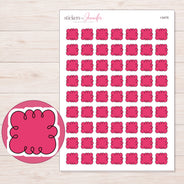 Pink Curly Cloud Label Planner Stickers | I-9476 — 5 × 7 inch sheet and enlarged sticker detail
