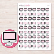 Pale Pink Doodle Desktop Computer Planner Stickers | I-9477 — 5 × 7 inch sheet and enlarged sticker detail