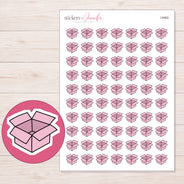 Pink Open Shipping Box Planner Stickers | I-9482 — 5 × 7 inch sheet and enlarged sticker detail