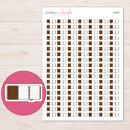 Brown Foldout Planner Stickers | I-9498 — 5 × 7 inch sheet and enlarged sticker detail