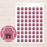 Pink Brick Fireplace Planner Stickers | I-9500 — 5 × 7 inch sheet and enlarged sticker detail