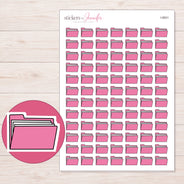Pink File Folder Planner Stickers | I-9501 — 5 × 7 inch sheet and enlarged sticker detail