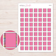 Pink Disc-Bound Planner Stickers | I-9516 — 5 × 7 inch sheet and enlarged sticker detail