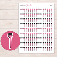 Pink Hair Color Brush Planner Stickers | I-9518 — 5 × 7 inch sheet and enlarged sticker detail