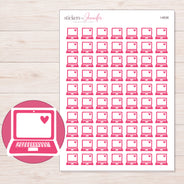 Pink Heart Laptop Planner Stickers | I-9538 — 5 × 7 inch sheet and enlarged sticker detail