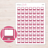 Pink Doodle Laptop Planner Stickers | I-9539 — 5 × 7 inch sheet and enlarged sticker detail