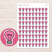 Pink Light Bulb Planner Stickers | I-9541 — 5 × 7 inch sheet and enlarged sticker detail