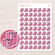 Pink Parcel Boxes Planner Stickers | I-9547 — 5 × 7 inch sheet and enlarged sticker detail
