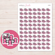 Pink Meeting Presentation Planner Stickers | I-9549 — 5 × 7 inch sheet and enlarged sticker detail