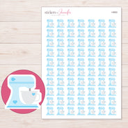 Pale Blue Heart Stand Mixer Planner Stickers | I-9553 — 5 × 7 inch sheet and enlarged sticker detail
