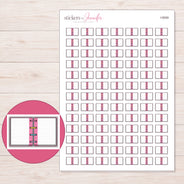Open Pink Lined Notebook Planner Stickers | I-9559 — 5 × 7 inch sheet and enlarged sticker detail