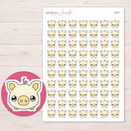 Cream Piggy Bank with Coin Planner Stickers | I-9571 — 5 × 7 inch sheet and enlarged sticker detail