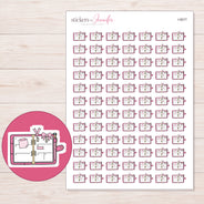 Decorated Open Pink Planner Stickers | I-9577 — 5 × 7 inch sheet and enlarged sticker detail