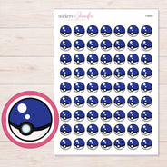 Blue Capture Ball Planner Stickers | I-9581 — 5 × 7 inch sheet and enlarged sticker detail