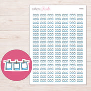 Blue Hanging Photo Frames Planner Stickers | I-9582 — 5 × 7 inch sheet and enlarged sticker detail