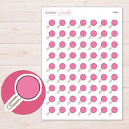 Pink Pom Pom Paper Clip Planner Stickers | I-9583 — 5 × 7 inch sheet and enlarged sticker detail