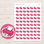 Pink Heart Printer Planner Stickers | I-9587 — 5 × 7 inch sheet and enlarged sticker detail