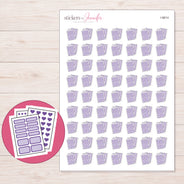 Lavender Sticker Sheets Planner Stickers | I-9614 — 5 × 7 inch sheet and enlarged sticker detail