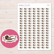 Swimmer with Brown Cap Planner Stickers | I-9617 — 5 × 7 inch sheet and enlarged sticker detail