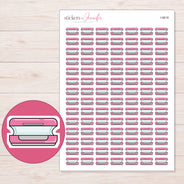Pink Tanning Bed Planner Stickers | I-9618 — 5 × 7 inch sheet and enlarged sticker detail