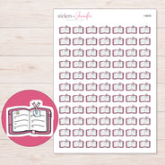 Open Planner with Ribbon Clip Planner Stickers | I-9630 — 5 × 7 inch sheet and enlarged sticker detail