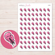 Pink Boxing Glove Planner Stickers | I-9655 — 5 × 7 inch sheet and enlarged sticker detail