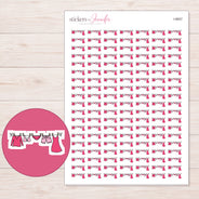 Pink Clothesline Planner Stickers | I-9657 — 5 × 7 inch sheet and enlarged sticker detail
