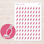 Pink Doodle Vacuum Planner Stickers | I-9660 — 5 × 7 inch sheet and enlarged sticker detail
