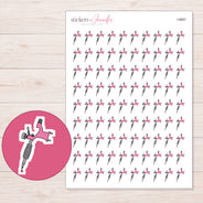 Pink Tattoo Machine Planner Stickers | I-9667 — 5 × 7 inch sheet and enlarged sticker detail