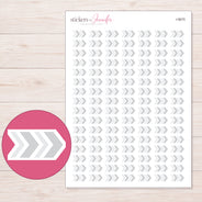 Light Gray Chevron Arrows Planner Stickers | I-9675 — 5 × 7 inch sheet and enlarged sticker detail