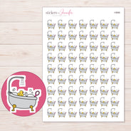 Gray Bubble Bath Planner Stickers | I-9686 — 5 × 7 inch sheet and enlarged sticker detail