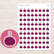 Magenta Bath Pouf Planner Stickers | I-9687 — 5 × 7 inch sheet and enlarged sticker detail