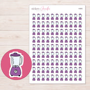 Purple Blender Planner Stickers | I-9695 — 5 × 7 inch sheet and enlarged sticker detail