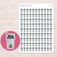Gray Shaker Bottle Planner Stickers | I-9700 — 5 × 7 inch sheet and enlarged sticker detail