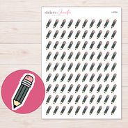 Charcoal Pencil Planner Stickers | I-9759 — 5 × 7 inch sheet and enlarged sticker detail