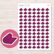 Magenta Yoga Mat Planner Stickers | I-9762 — 5 × 7 inch sheet and enlarged sticker detail