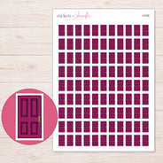 Magenta Front Door Planner Stickers | I-9766 — 5 × 7 inch sheet and enlarged sticker detail