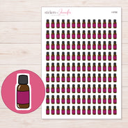 Magenta Label Oil Bottle Planner Stickers | I-9768 — 5 × 7 inch sheet and enlarged sticker detail