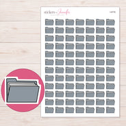 Gray File Folder Planner Stickers | I-9776 — 5 × 7 inch sheet and enlarged sticker detail