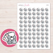 Cards and Game Pieces Planner Stickers | I-9783 — 5 × 7 inch sheet and enlarged sticker detail